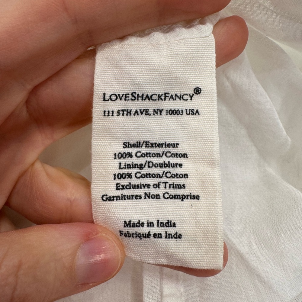 LOVESHACKFANCY Poplin Smocked Tiered Romantic White Arnene Boho Dress Large NWT - Picture 6 of 7
